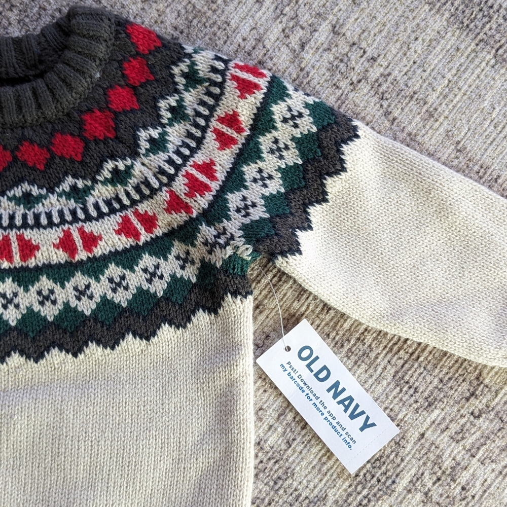 NWT Old Navy Knit Winter Set for Baby - cream red brown green - Picture 6 of 7